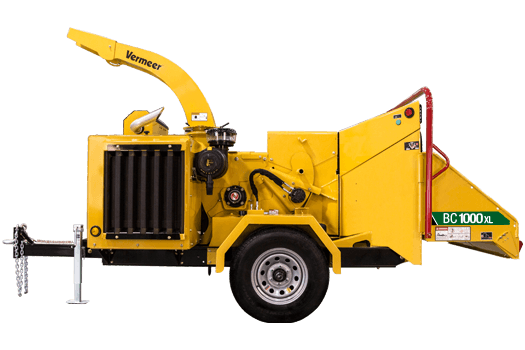 Cut out image of a yellow Vermeer BC1000XL brush chipper