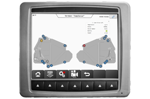 Monitor of the Vermeer TempSense feature on the ZR5-1200 self-propelled baler